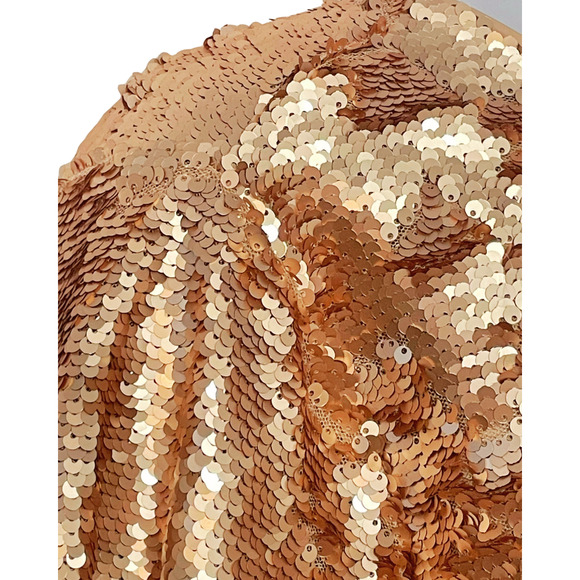 Peyton & Parker XL Rose Gold Sequin Top Keyhole Tie Back Short Sleeve Lined New - Picture 5 of 11